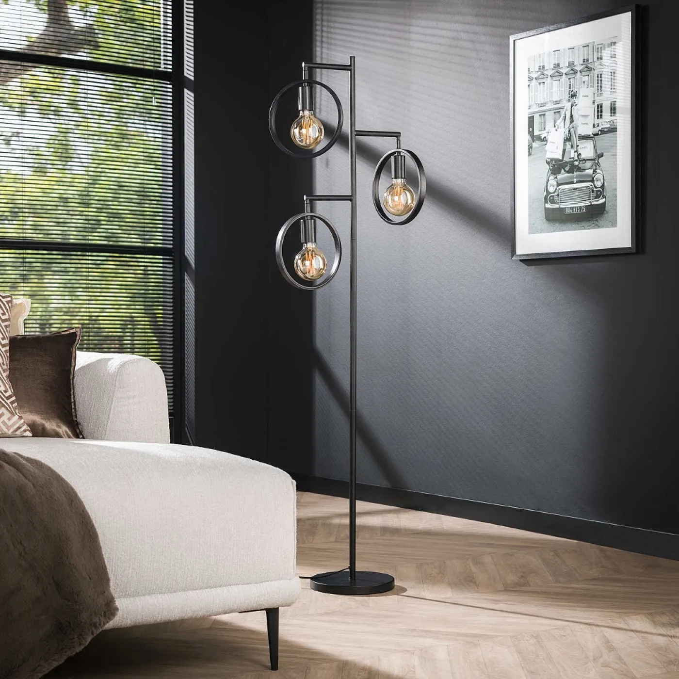 Stehlampe Machi | 3 Leuchten | Metall | Charcoal