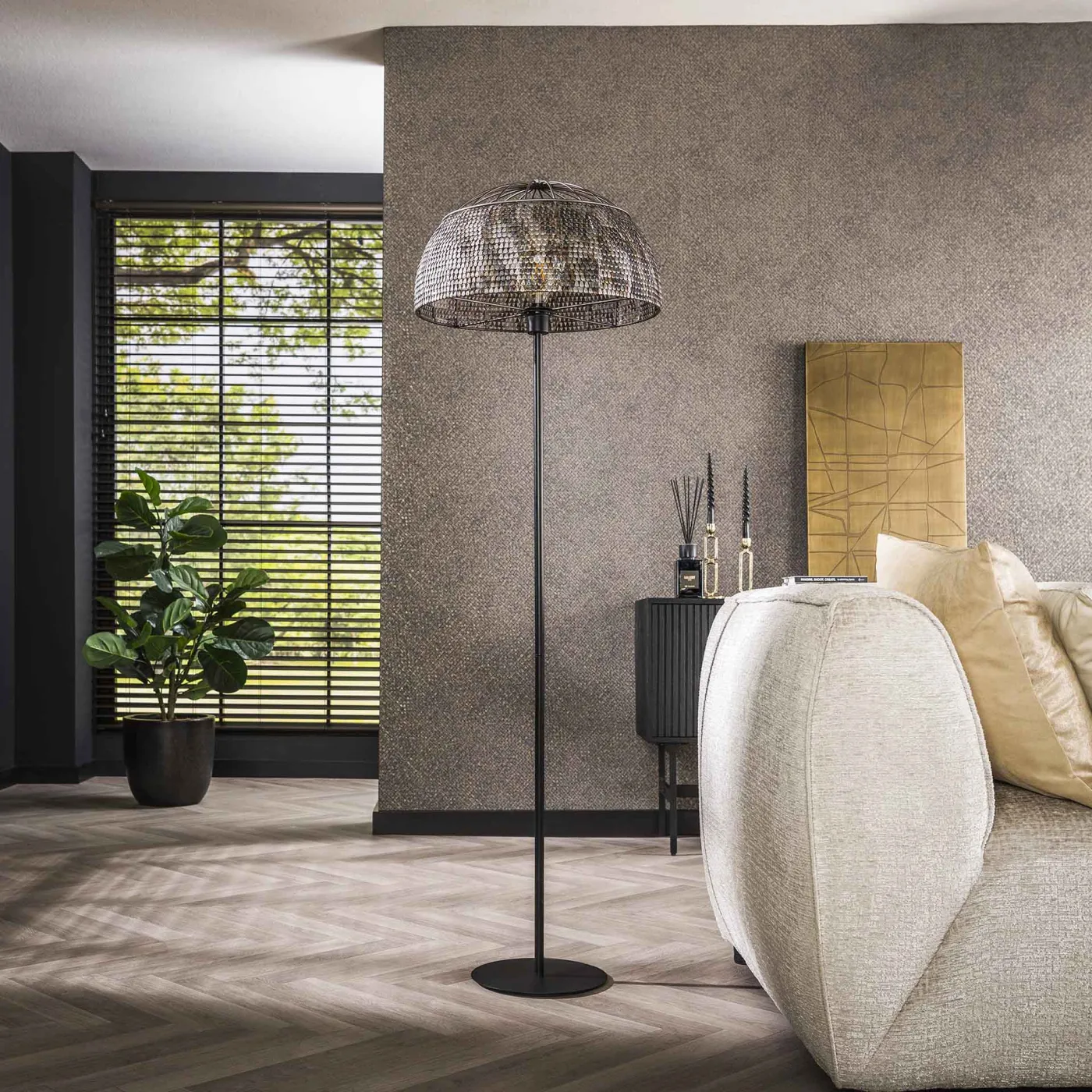 Stehlampe Onix | Metall | schwarz / braun