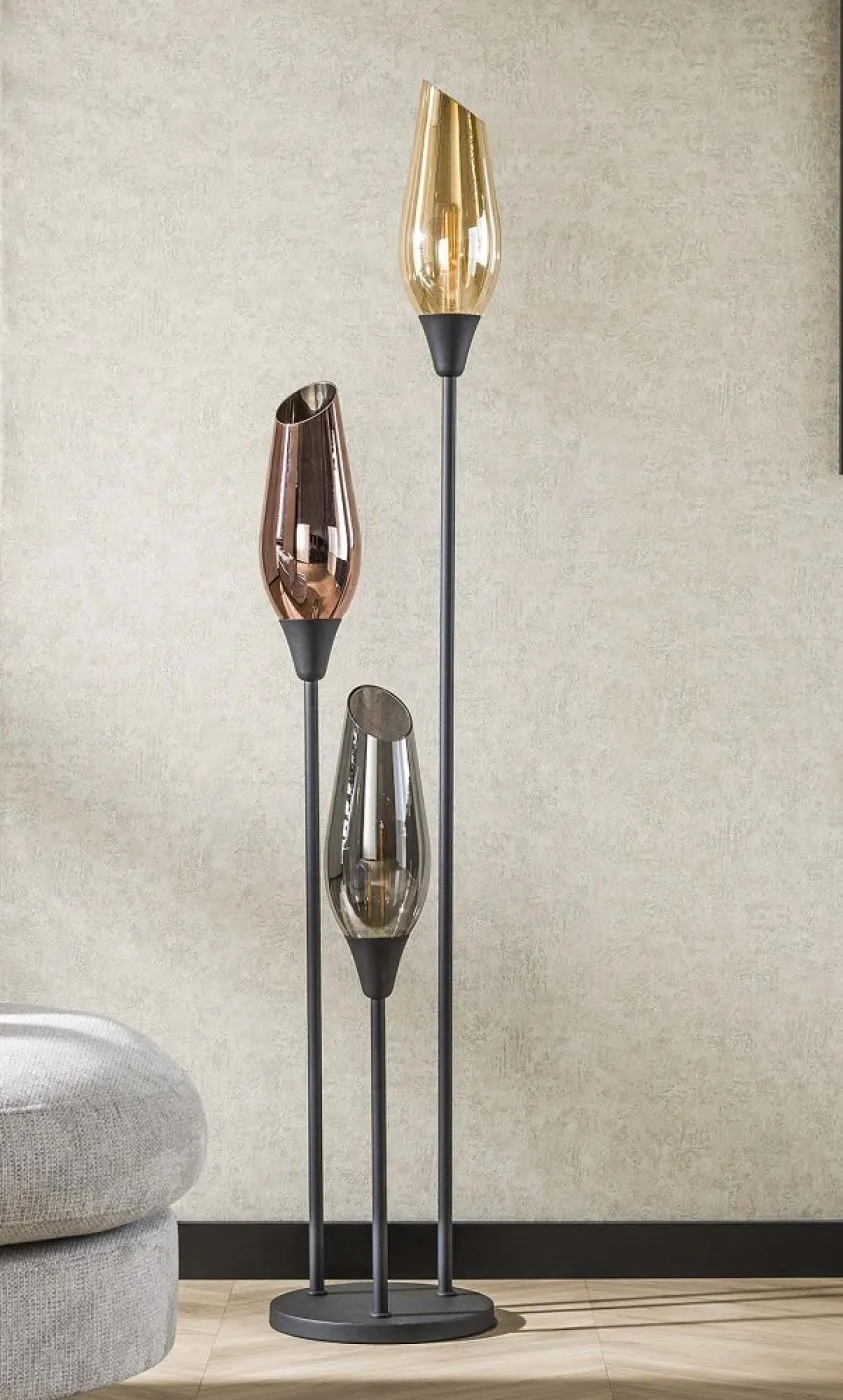 Stehlampe Tulip | 3 Leuchten | schwarz
