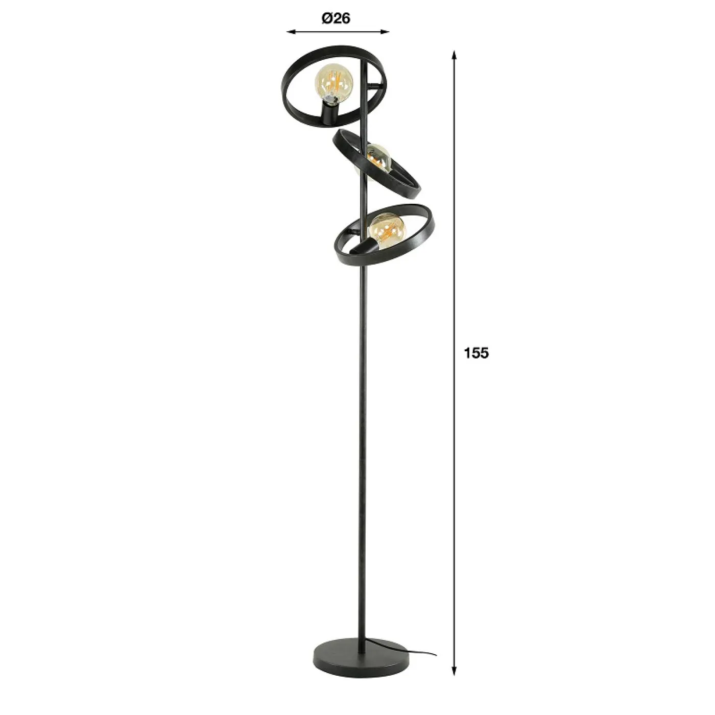 Stehlampe Yoko | 3 Leuchten | Metall | Charcoal