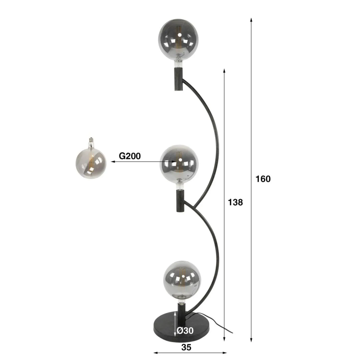 Stehleuchte Maso 3 Lampen | Metallbögen | Sienna braun