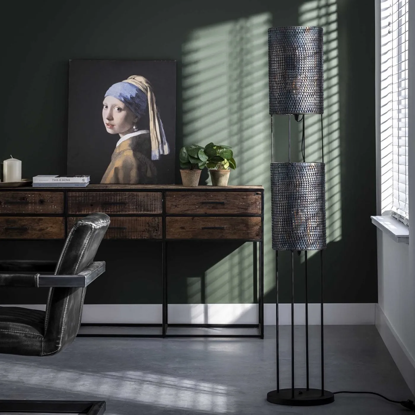 Stehleuchte Tschelia 2 Lampen | Metall | schwarz-braun