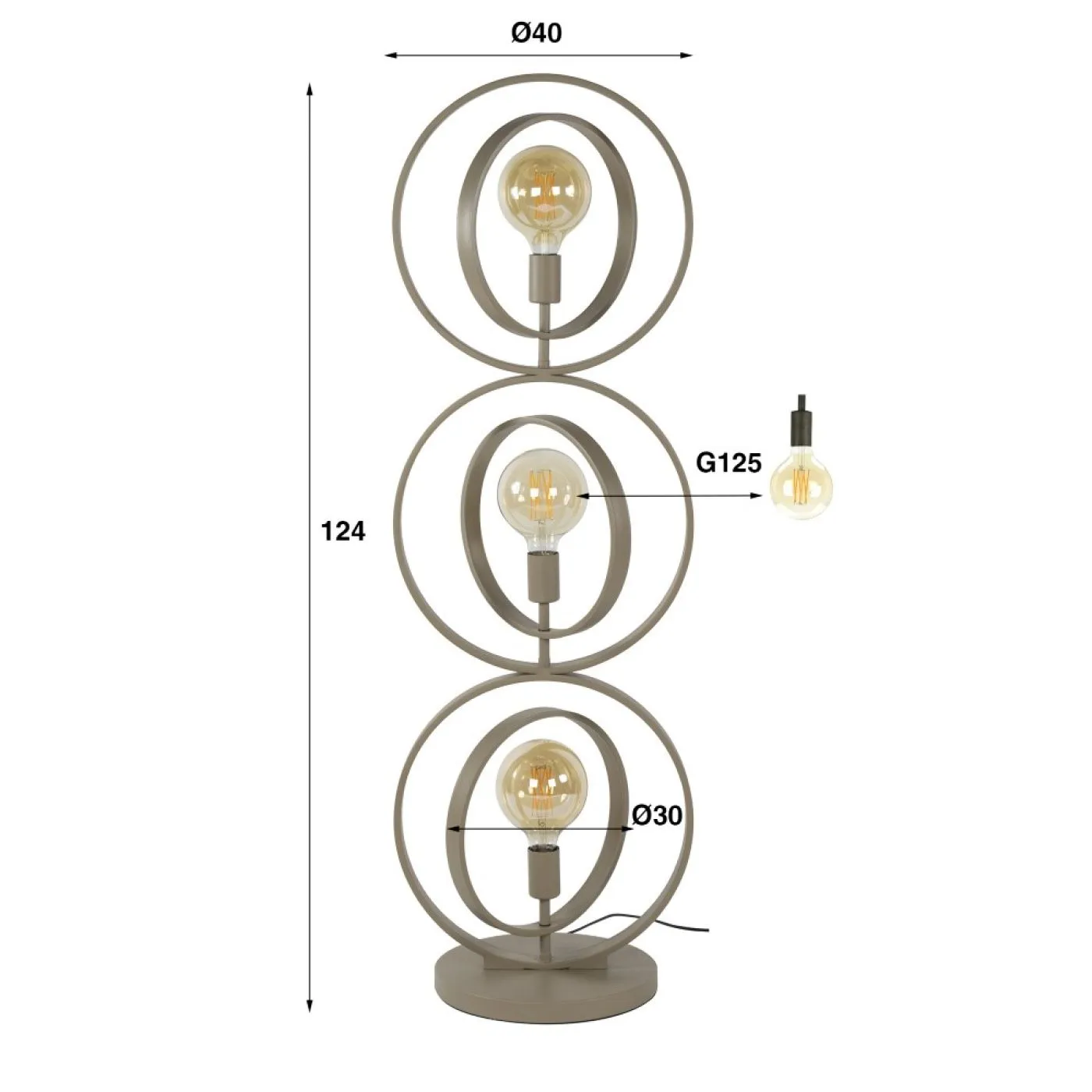 Stehleuchte Vejin 3 Lampen | Metallringe | Beige