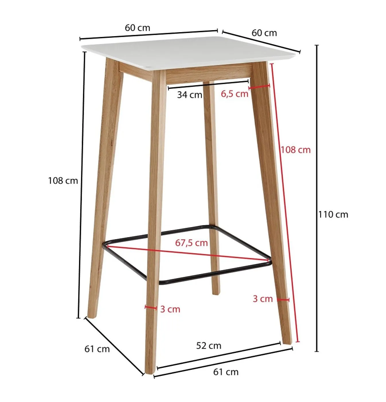 Stehtisch Tawa | braun / weiß | quadratisch