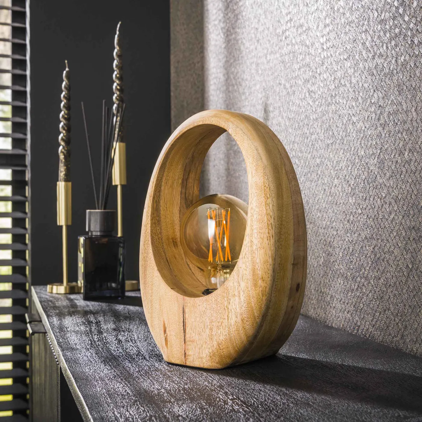 Tischlampe Kuma | Mango massiv | 20 cm | naturel