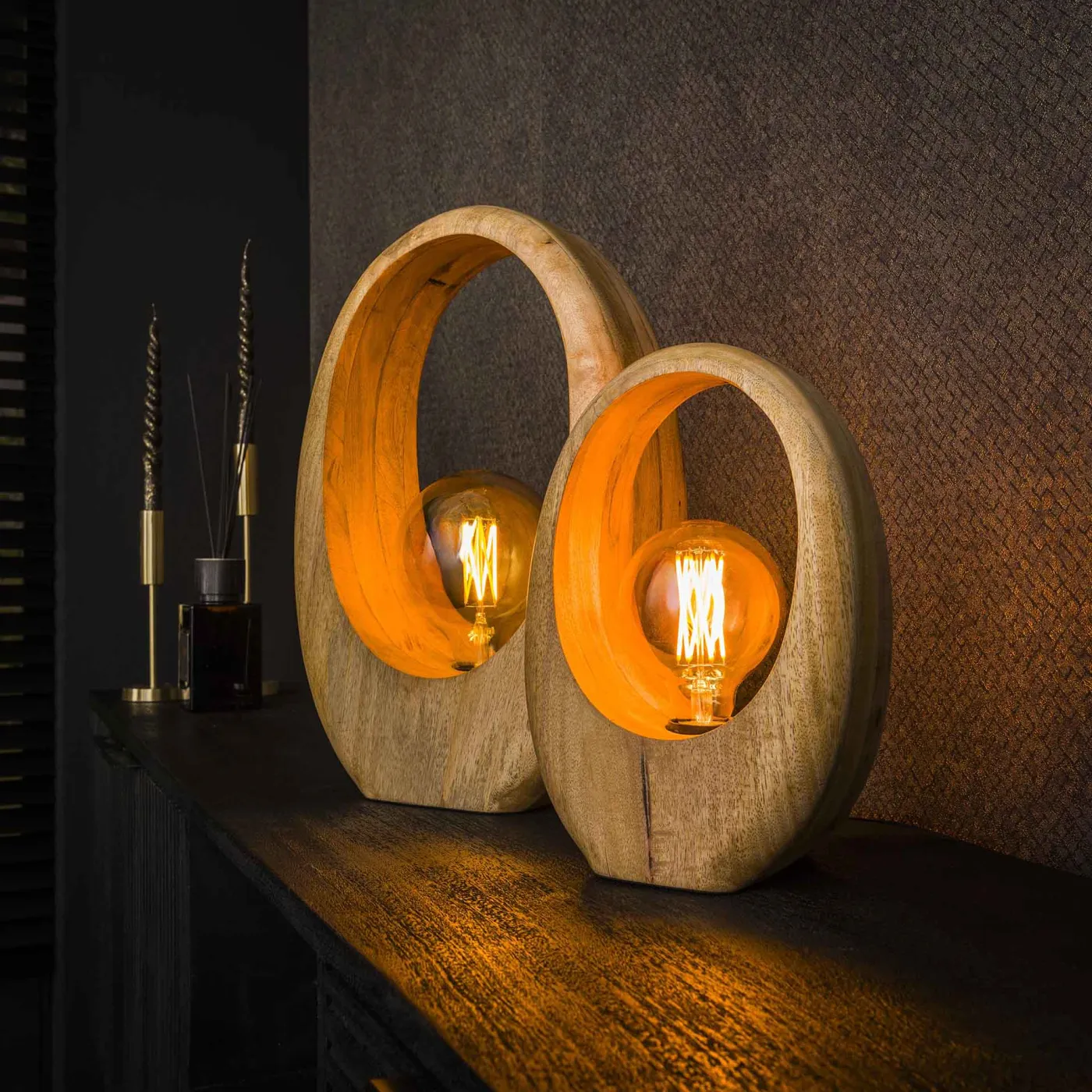 Tischlampe Kuma | Mango massiv | 20 cm | naturel