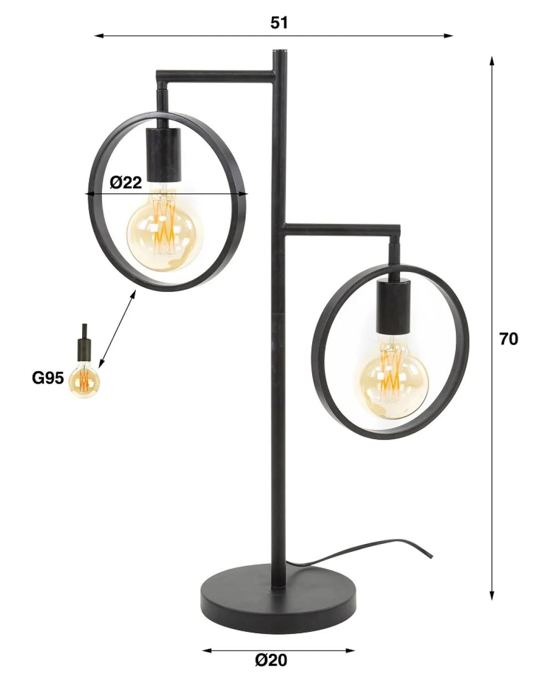 Tischlampe Machi | 2 Leuchten | Metall | Charcoal