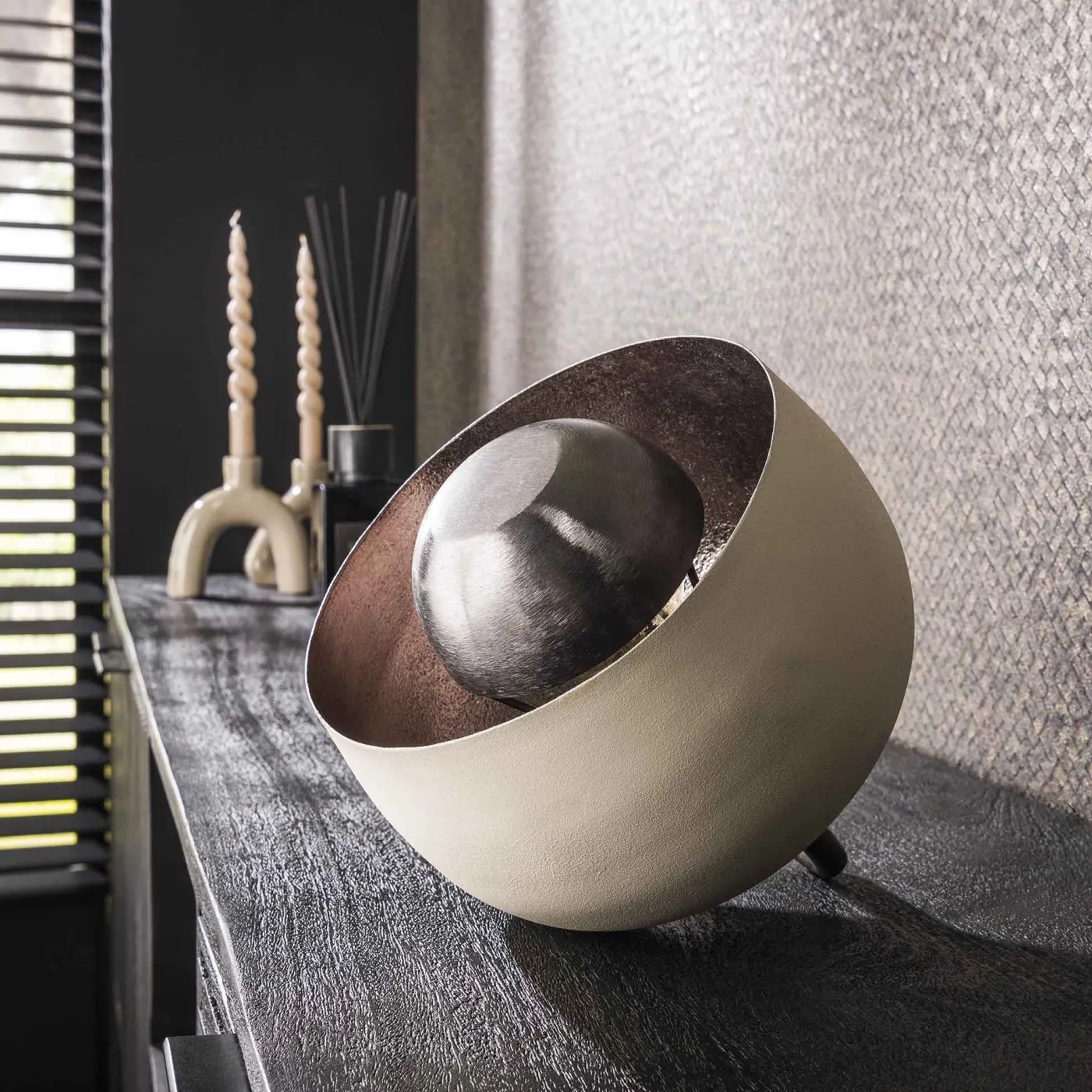 Tischlampe Taiho | Metall | Naturgrau | Ø 22 cm