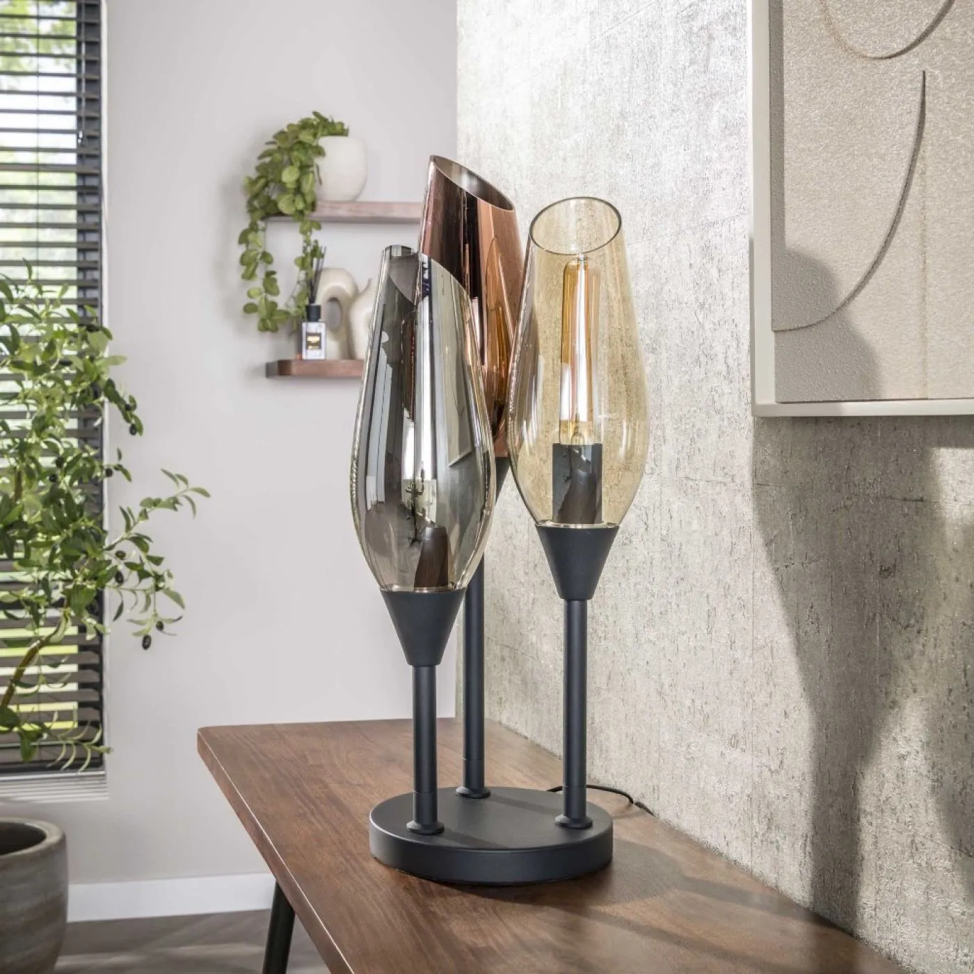 Tischlampe Tulip | 3 Leuchten | schwarz