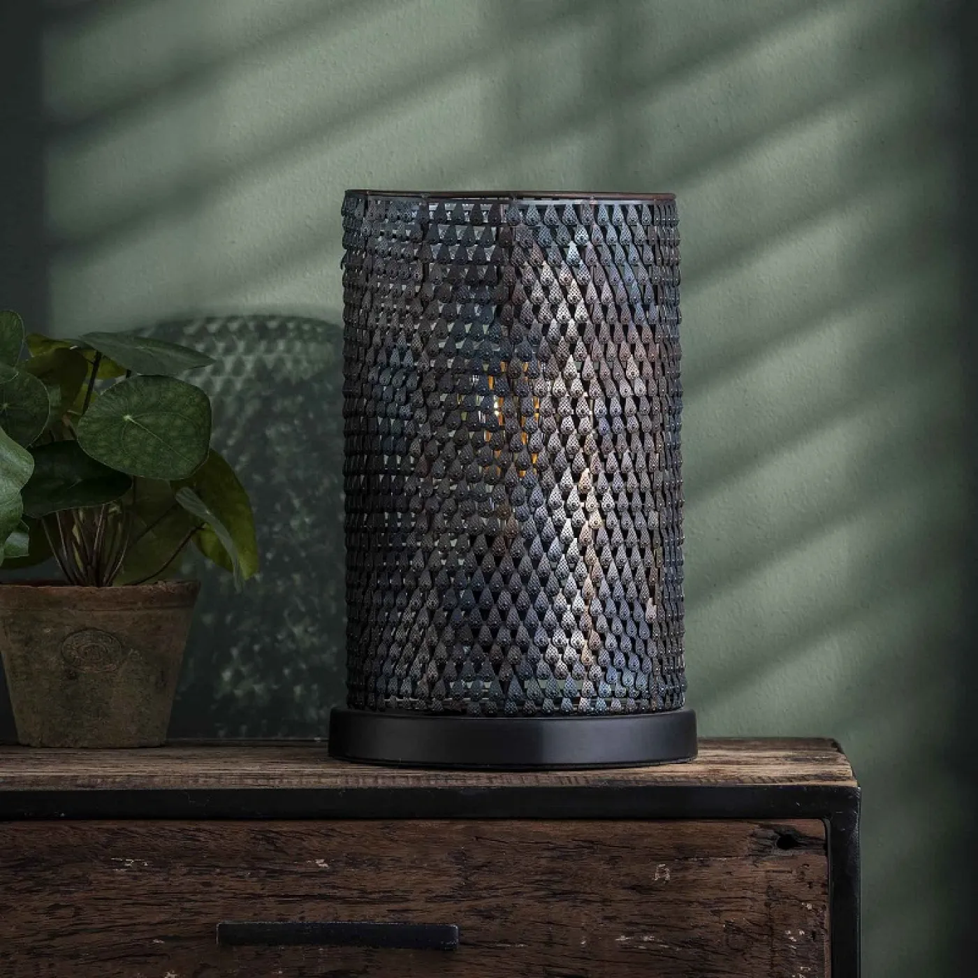 Tischleuchte Tschelia | Metall | schwarz-braun