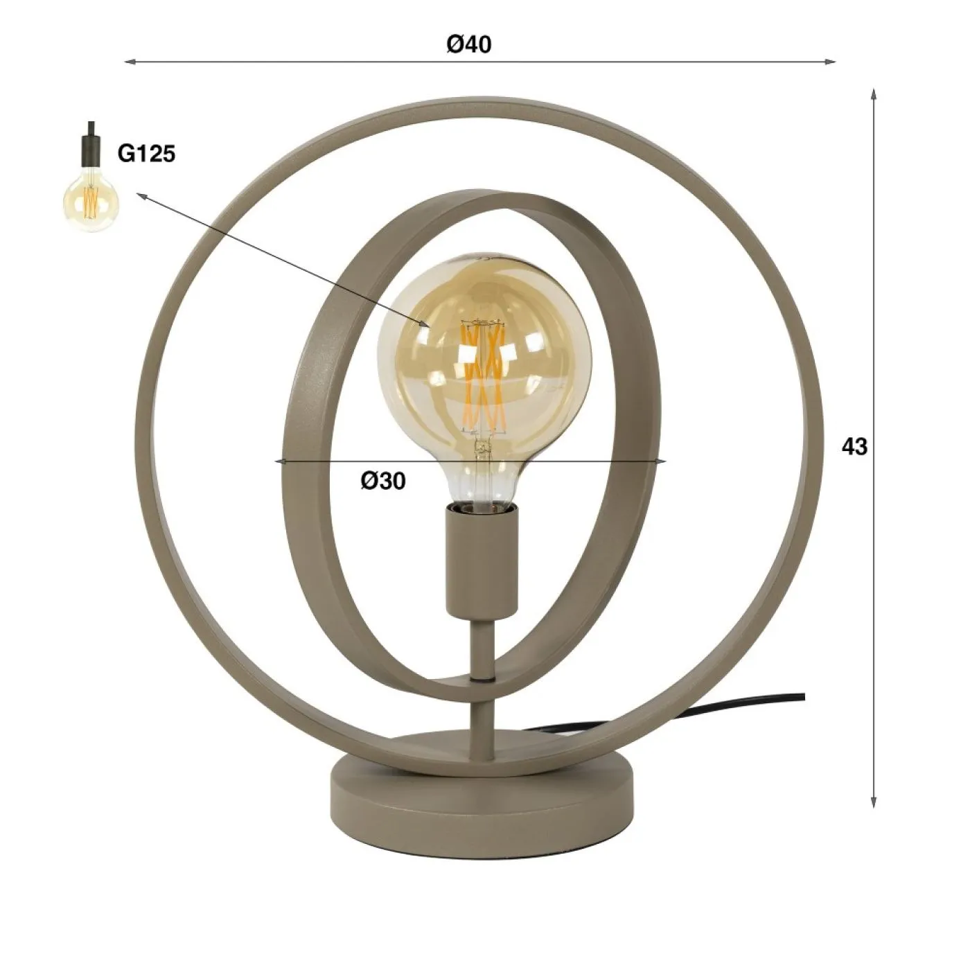 Tischleuchte Vejin | Metallringe | Beige