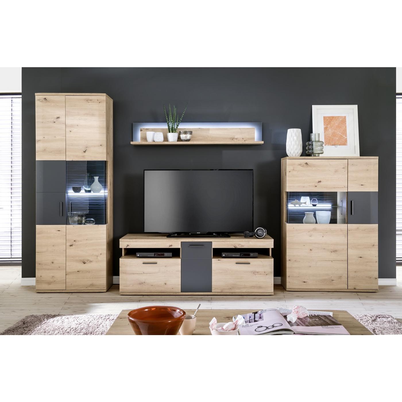 TV-Board Cortona | Balkeneiche / anthrazit