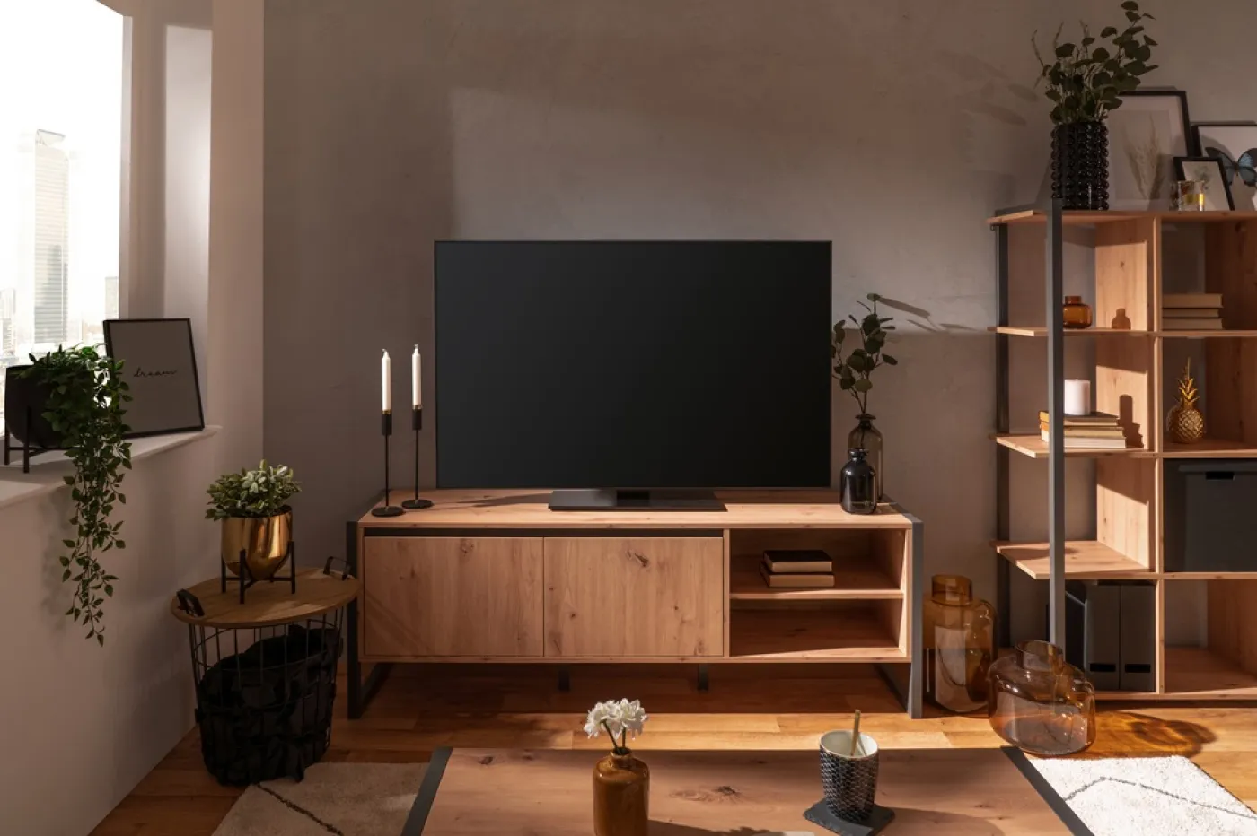 TV-Board Denver | Artisan Oak / anthrazit | Industrial Look