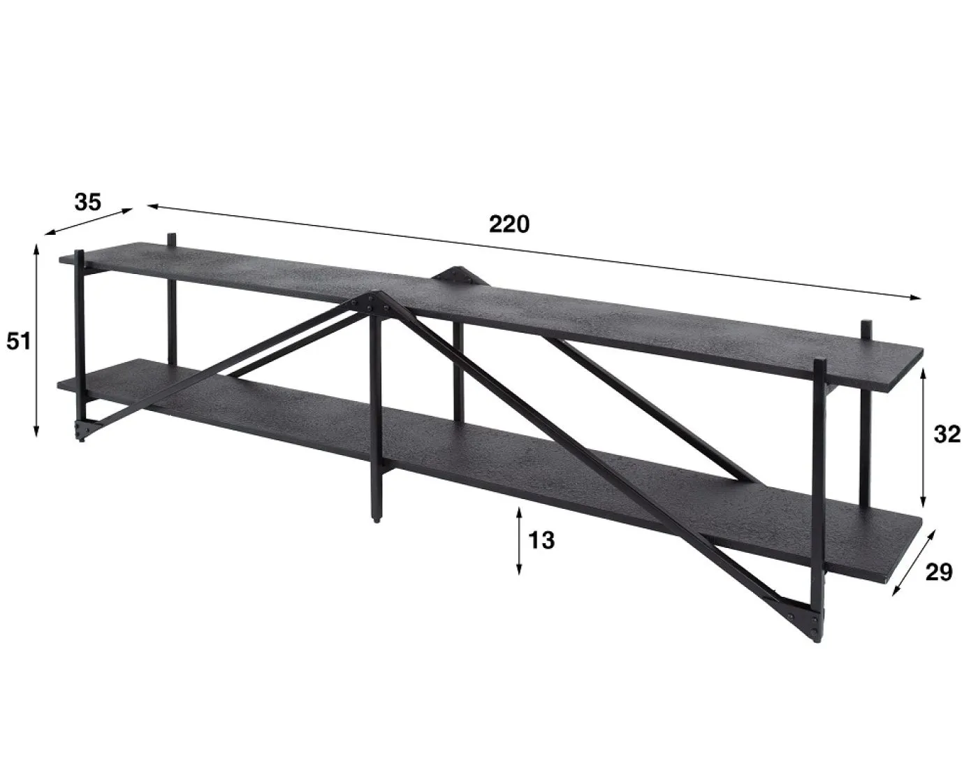 TV-Board Kosta 2 | Metallbeschichtung | dunkelgrau | Metallrahmen