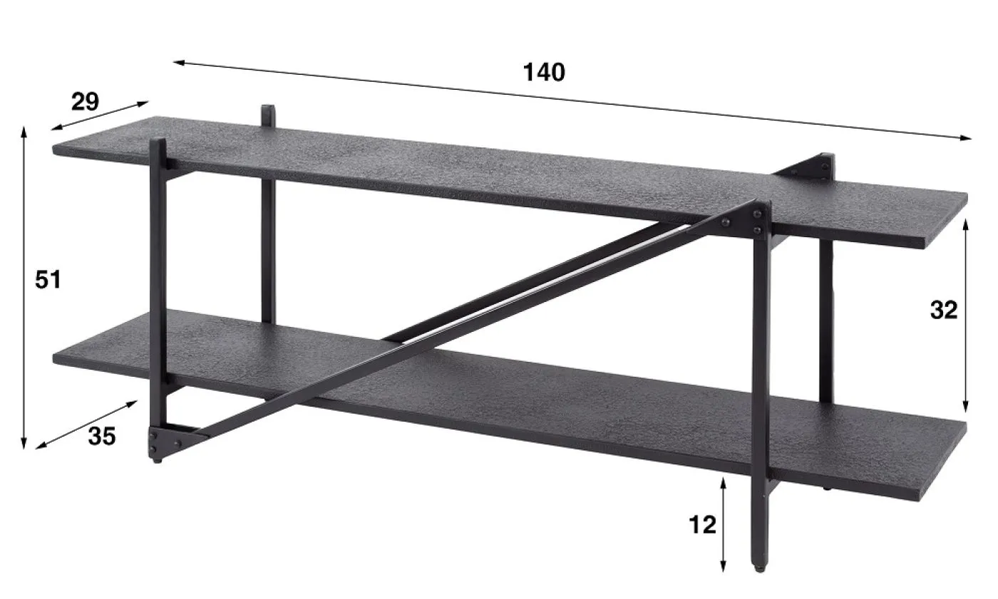 TV-Board Kosta | Metallbeschichtung | dunkelgrau | Metallrahmen