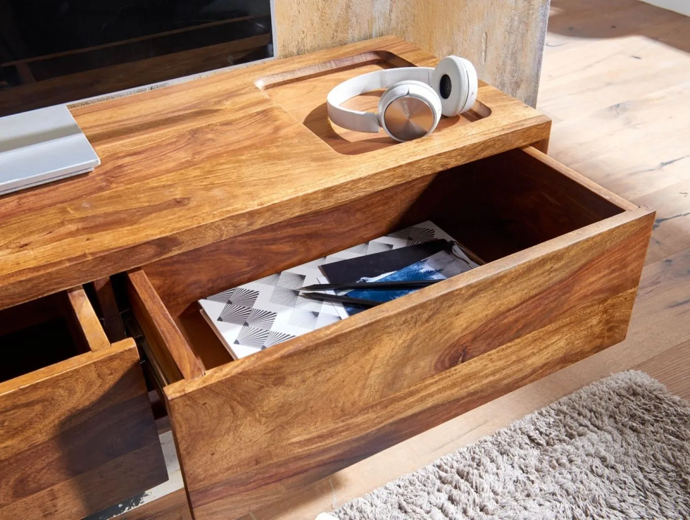 TV-Board Leopo 1 | Sheesham | braun