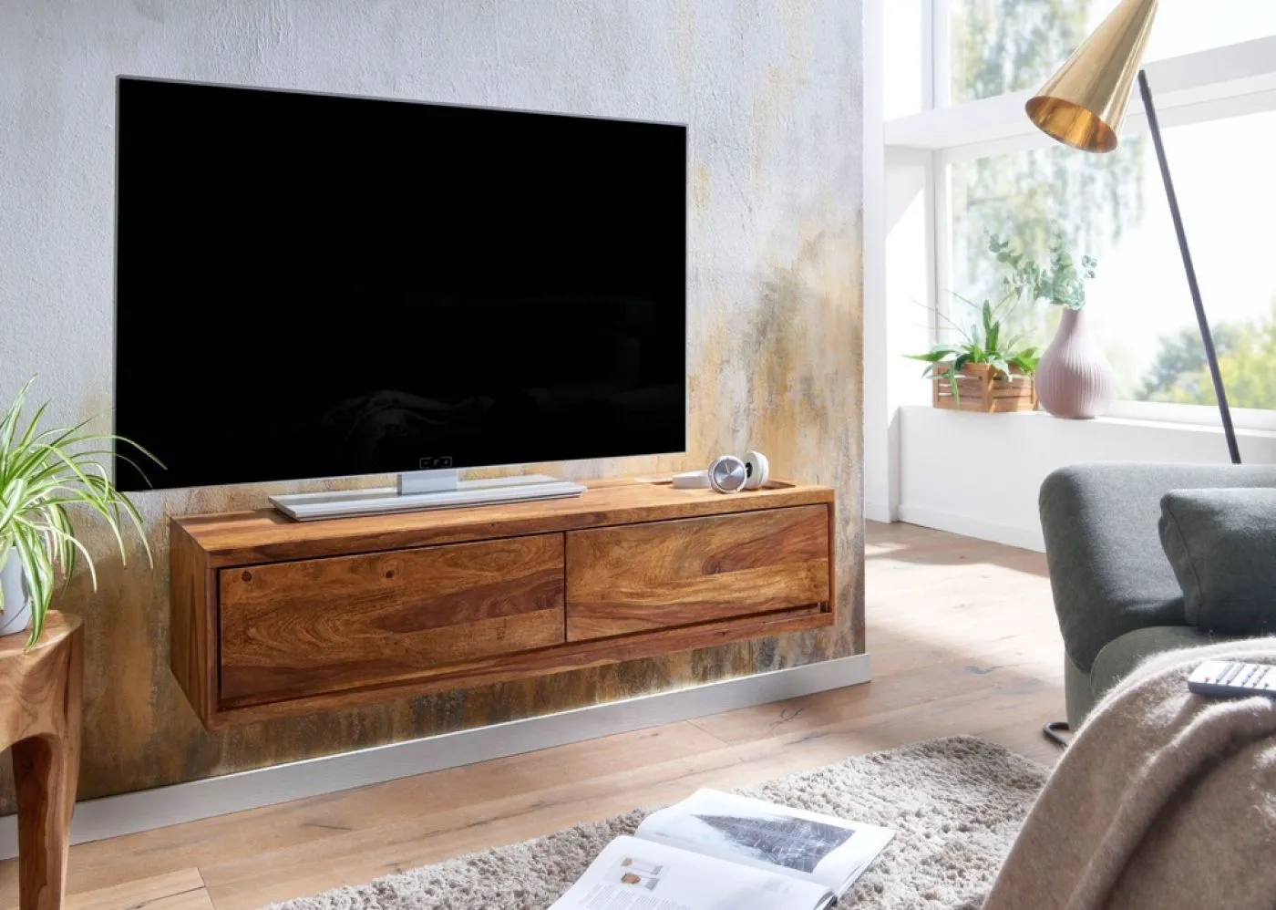 TV-Board Leopo 1 | Sheesham | braun