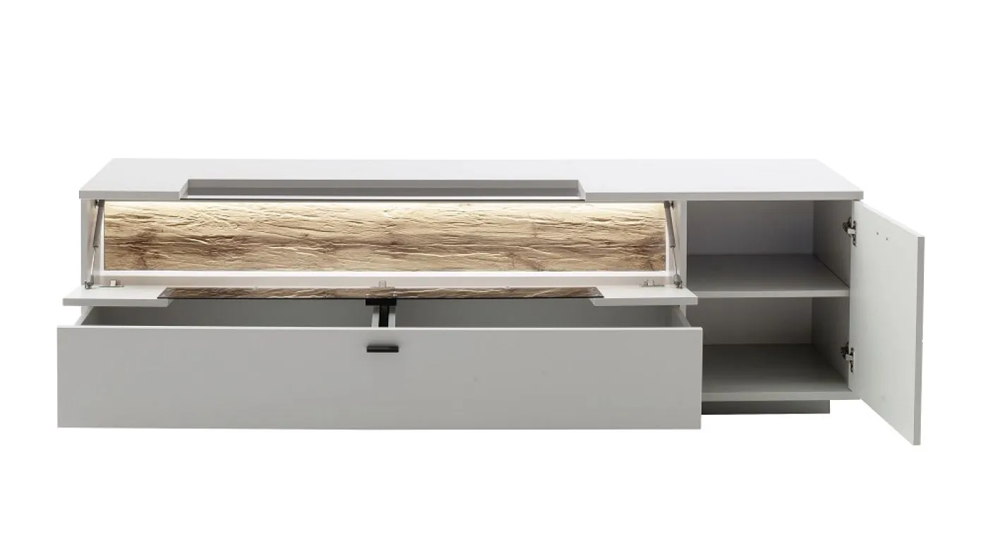 TV-Board Lissabon | Modern White | mit Bandbeleuchtung