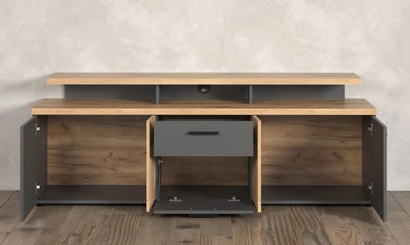 TV-Board Lowboard Esteban 2 | Anthrazit / Coast Evoke Oak
