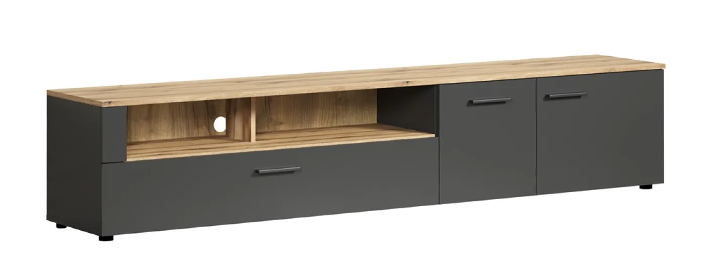 TV-Board Lowboard Esteban | Anthrazit / Coast Evoke Oak ohne Beleuchtung