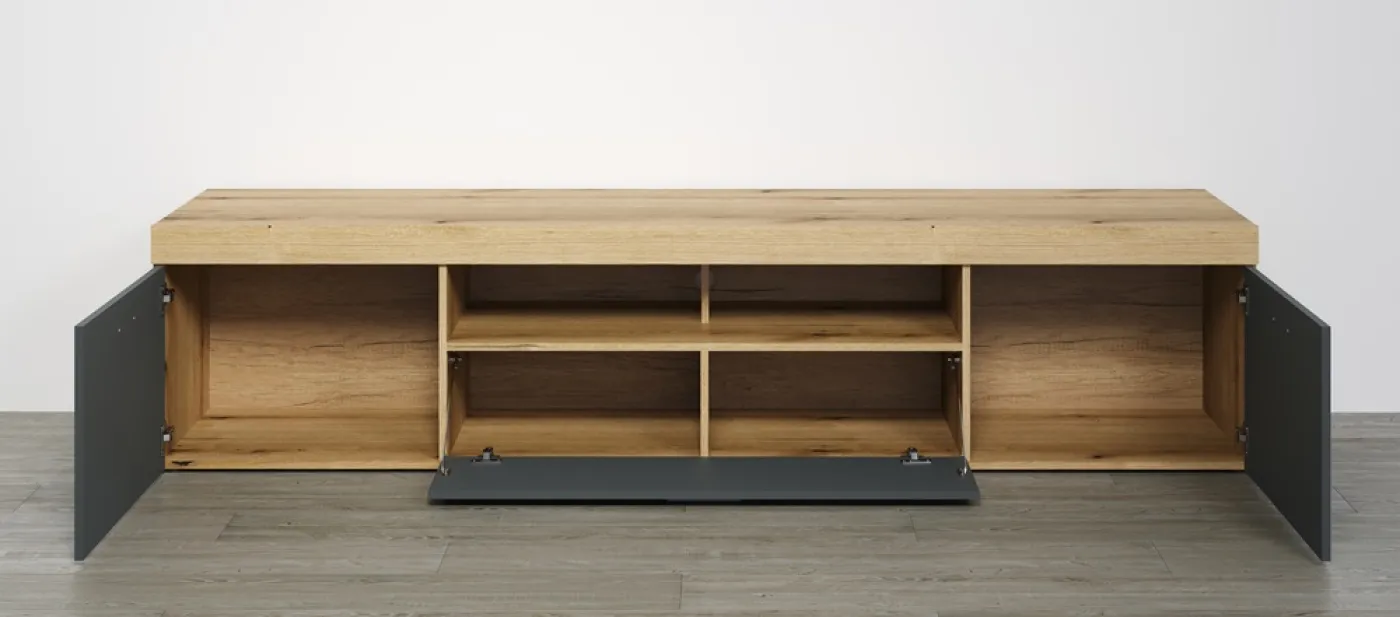 TV-Board Lowboard Tyler | grau / Coast Evoke Eiche