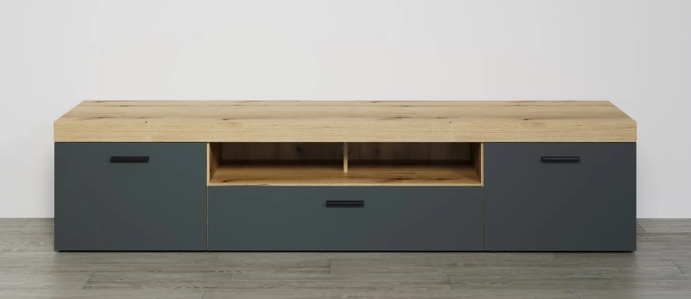 TV-Board Lowboard Tyler | grau / Coast Evoke Eiche | mit Beleuchtung