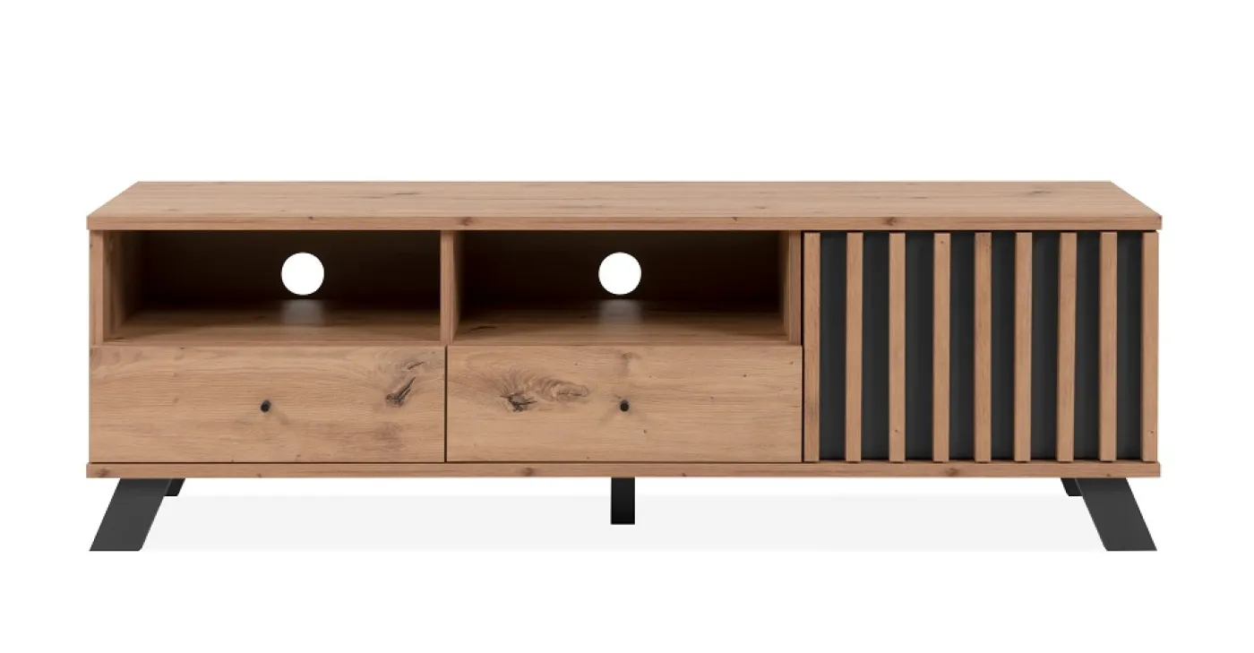 TV-Board Medan | mit 3D-Lamellen | Artisan Eiche / anthrazit