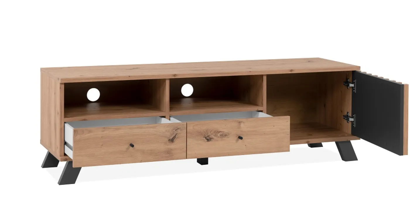 TV-Board Medan | mit 3D-Lamellen | Artisan Eiche / anthrazit