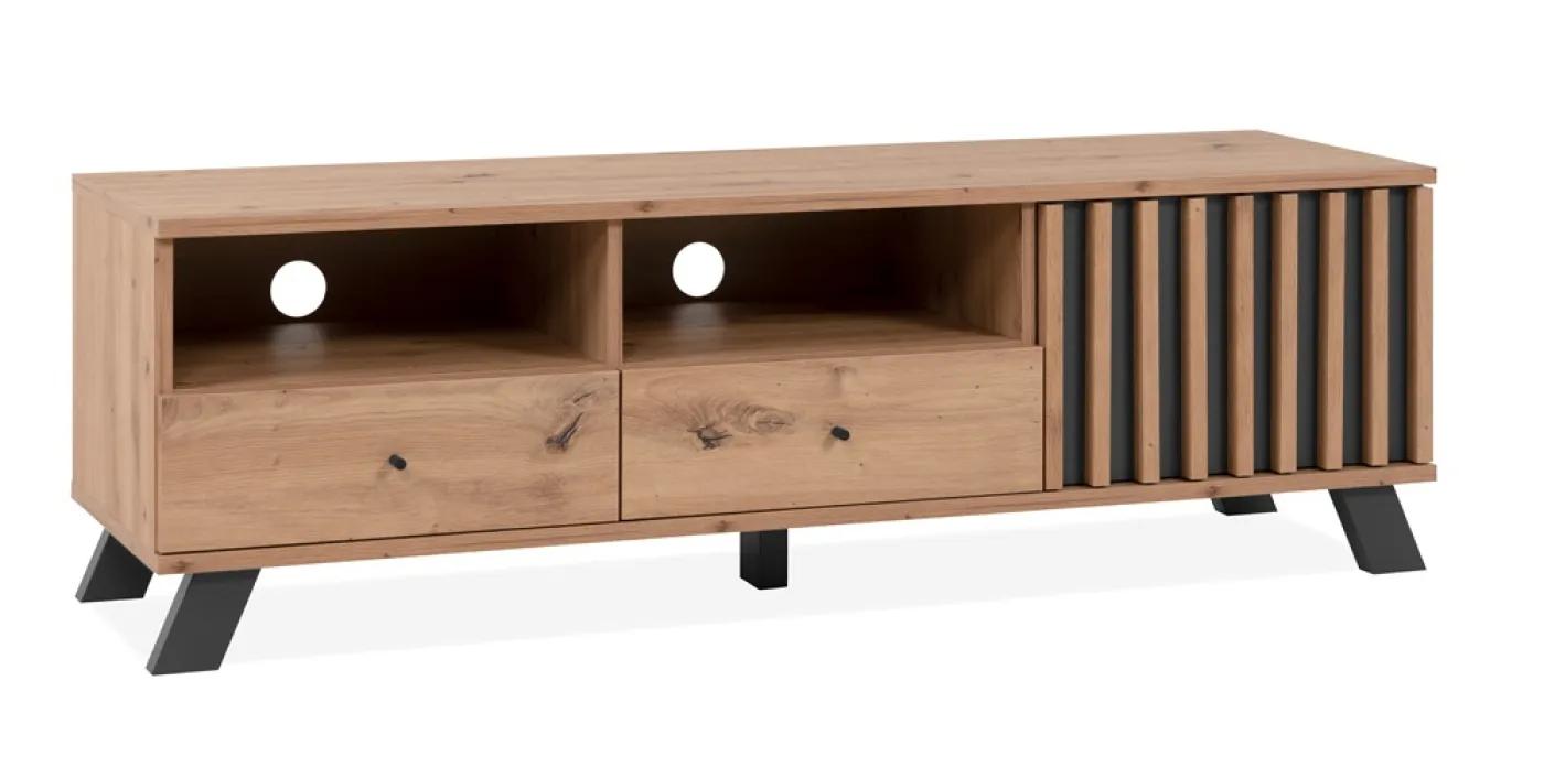 TV-Board Medan | mit 3D-Lamellen | Artisan Eiche / anthrazit