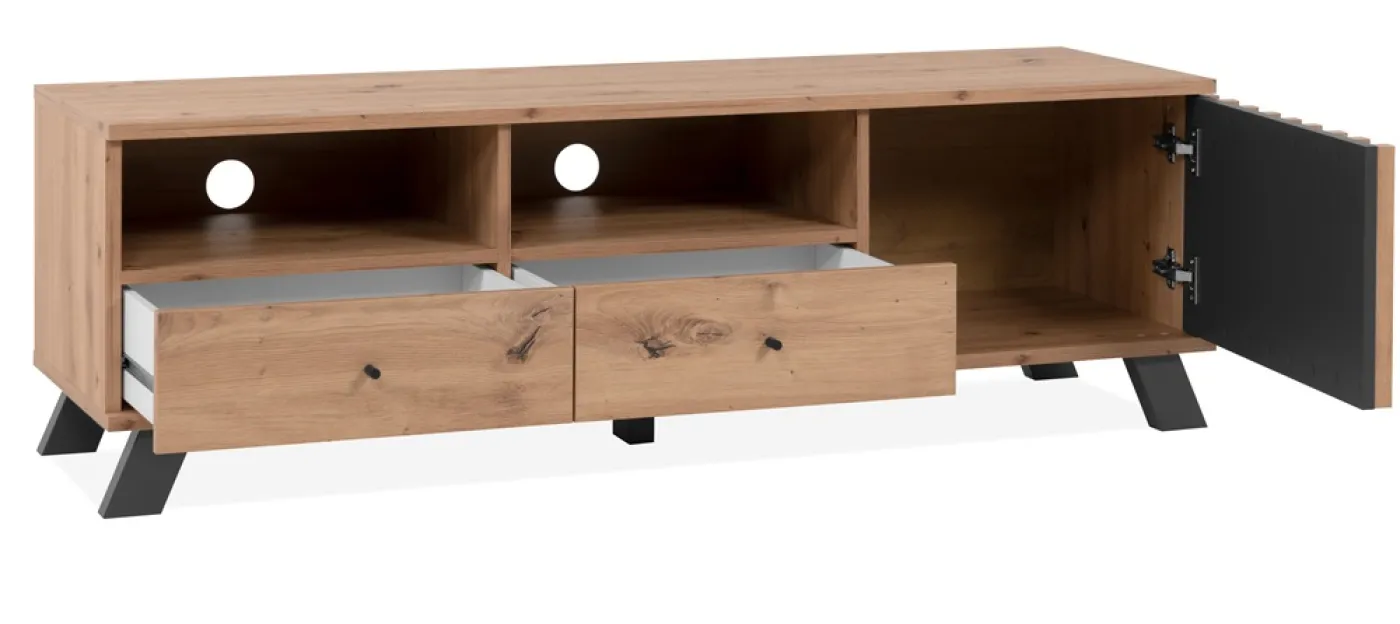 TV-Board Medan | mit 3D-Lamellen | Artisan Eiche / anthrazit