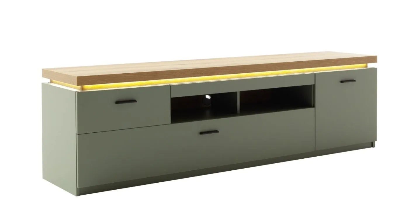 TV-Board Moniz 1 | Salbei grün / Eiche Evoke