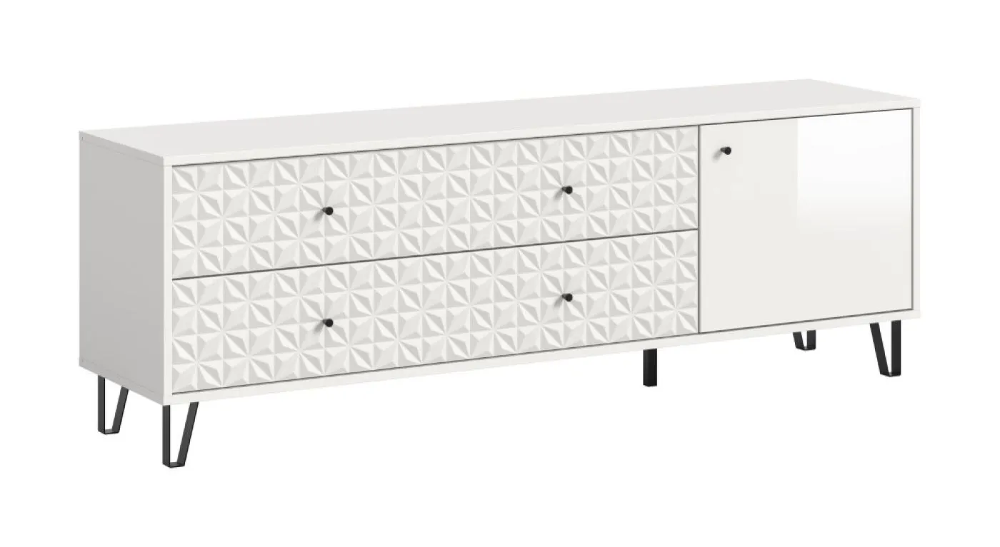 TV-Board Prisma 3 | mit 2 Schubkästen | weiß