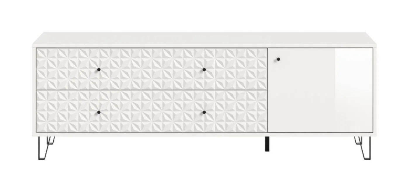 TV-Board Prisma 3 | mit 2 Schubkästen | weiß