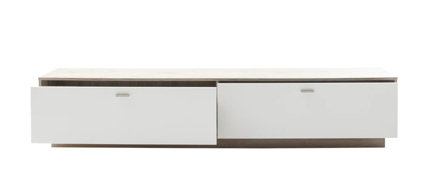 TV-Board Santerno mit Schubkästen | Soft white / Viking Oak