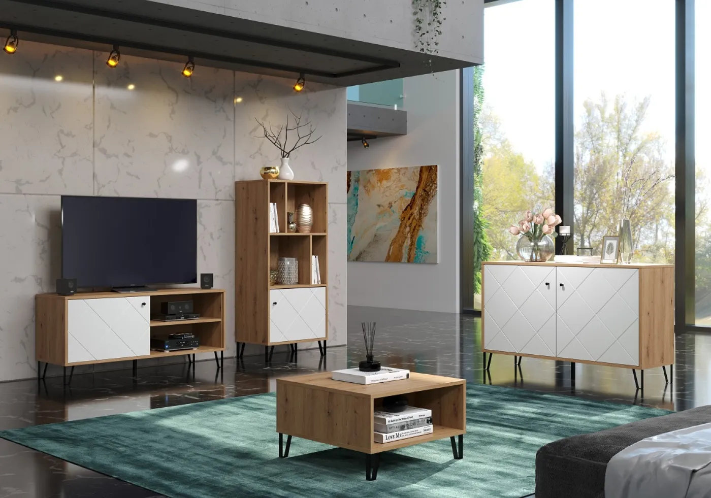 TV-Board Touch | Artisan Eiche / weiß