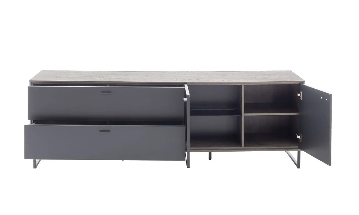 TV-Board Venezia | Softblack / Vulcano Eiche | ohne Beleuchtung