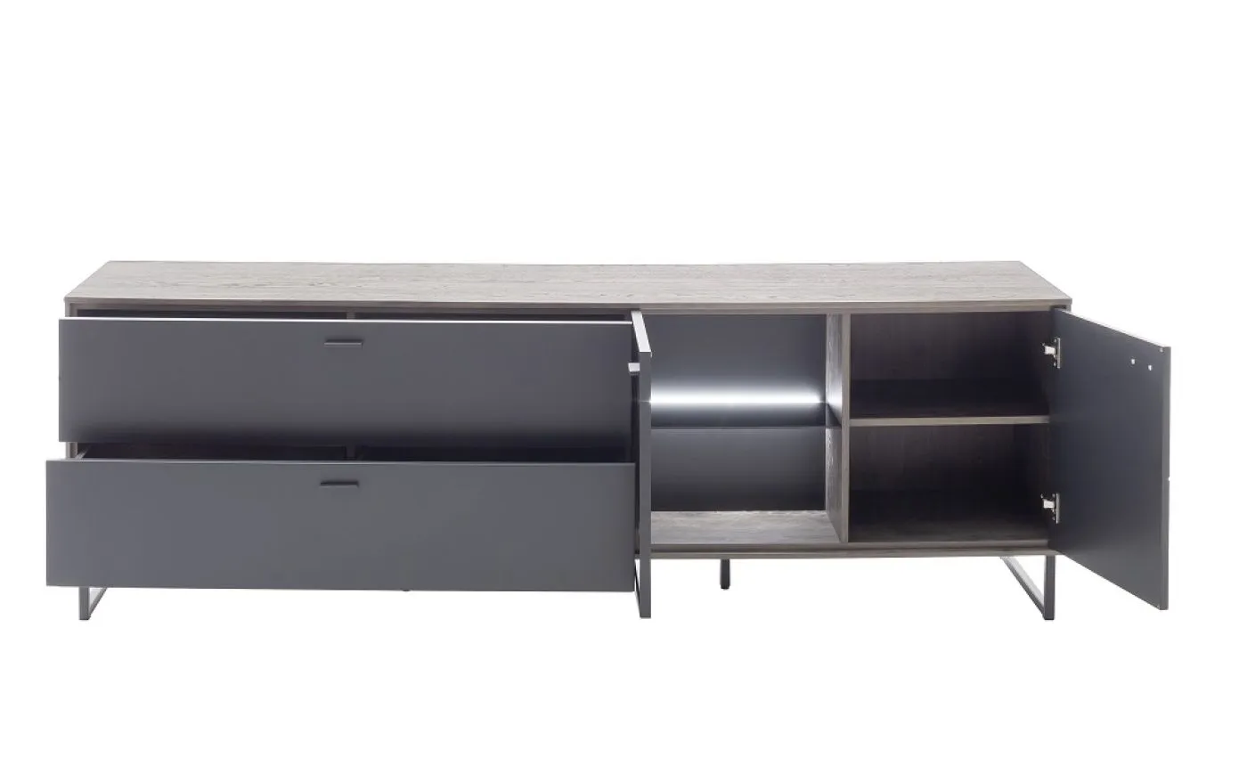 TV-Board Venezia | Softblack / Vulcano Eiche | optional LED Beleuchtung