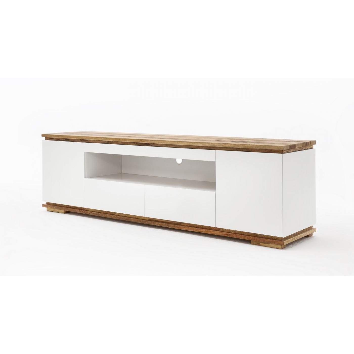 TV-Lowboard Chiaro | weiß matt / Asteiche massiv