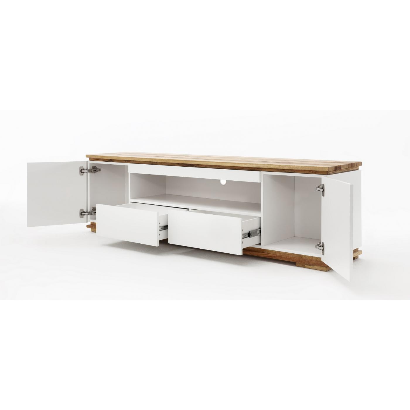 TV-Lowboard Chiaro | weiß matt / Asteiche massiv