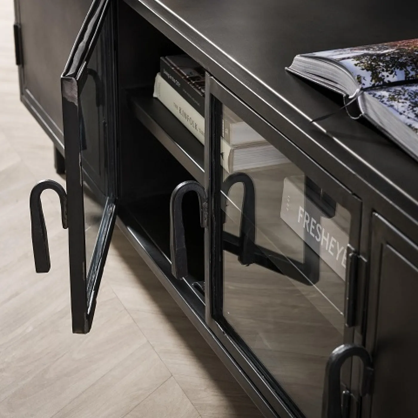 TV-Lowboard Edfu | Industrial | Metall | dunkelgrau