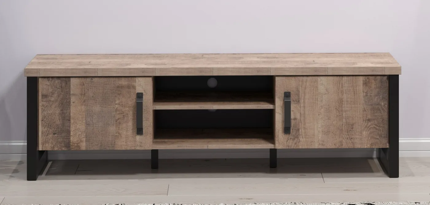 TV-Lowboard Emile | Eiche Tabak / Schwarz