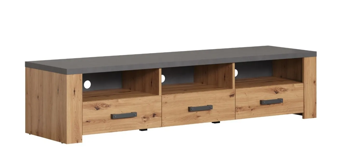 TV-Lowboard Follow | Artisan Eiche / Matera grau ohne Beleuchtung