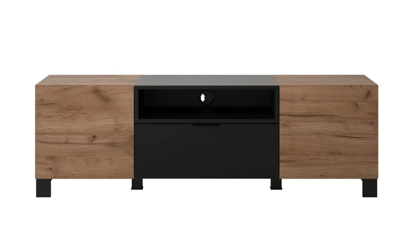 TV-Lowboard Kendo | Eiche Tabak / Schwarz matt