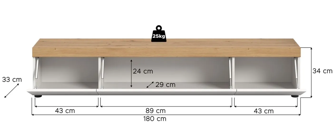 TV-Lowboard Ruda | weiß / Artisan Eiche