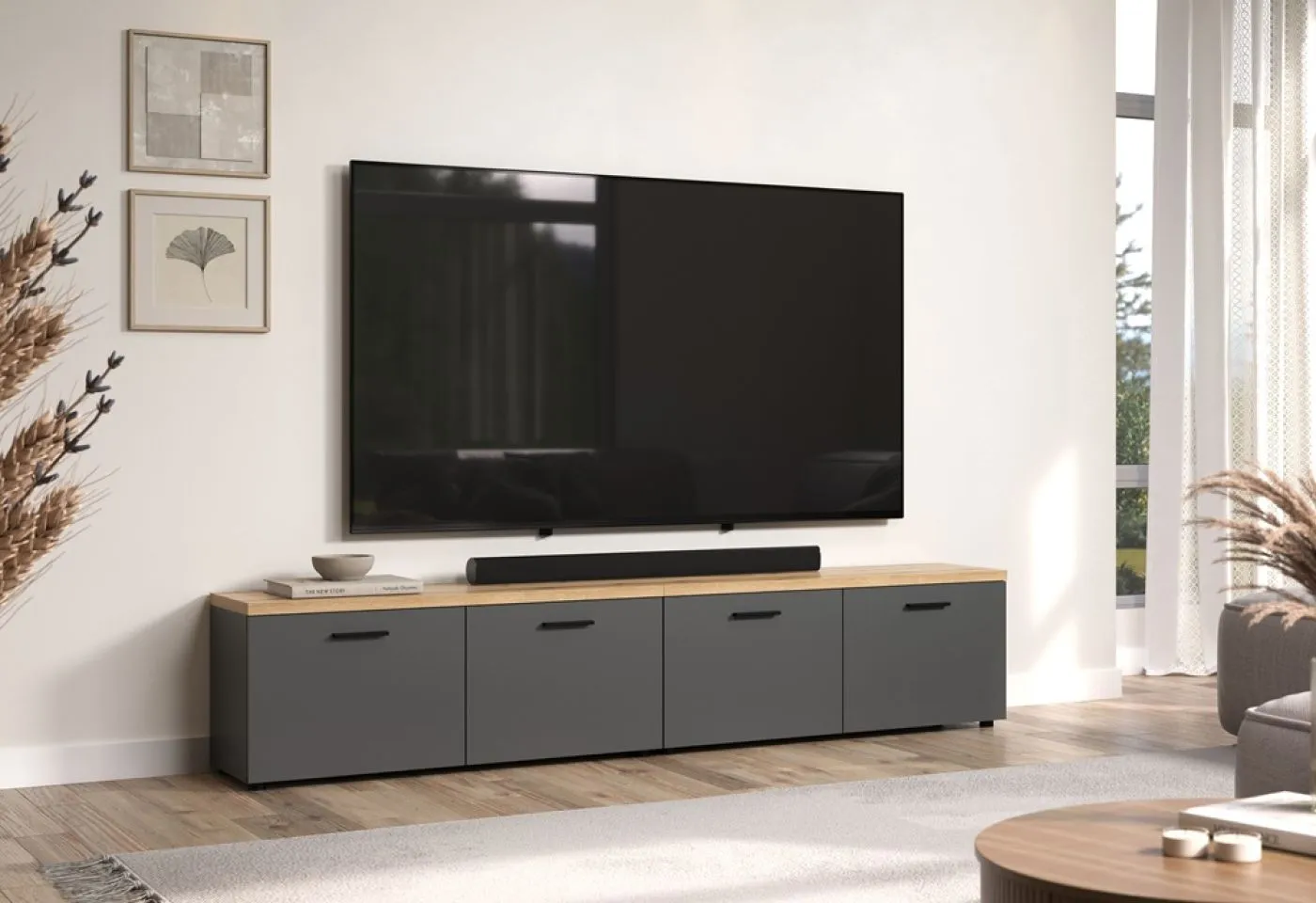 TV-Möbel Baggio | Anthrazit / Coast Evoke Oak | 2-teilig