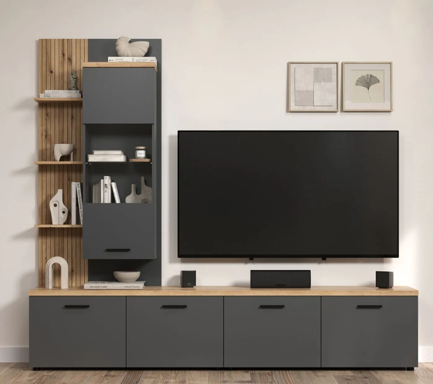 TV-Möbel Baggio | Anthrazit / Coast Evoke Oak | 2-teilig