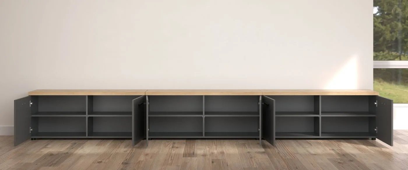 TV-Möbel Baggio | Anthrazit / Coast Evoke Oak | 3-teilig