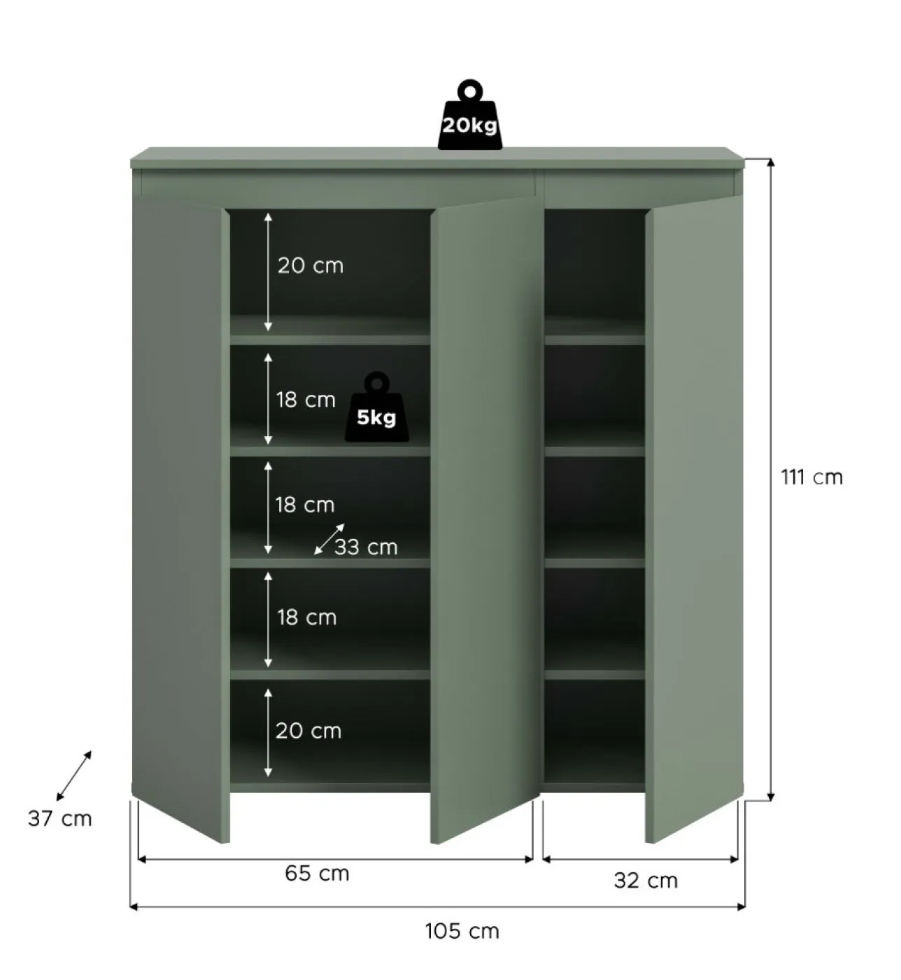 Universalschrank Scarpa | 105 x 110cm | Smoke green