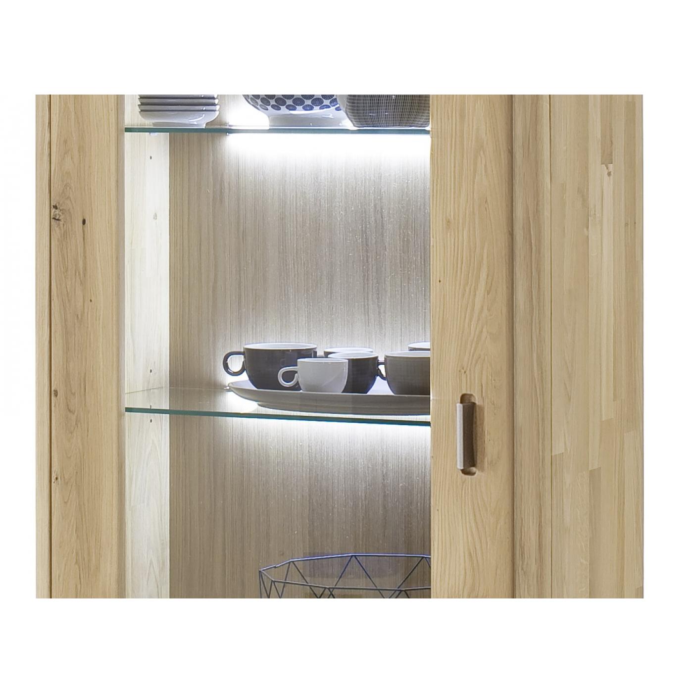 Vitrine 1 Ravello | Balkeneiche Bianco | LED Beleuchtung