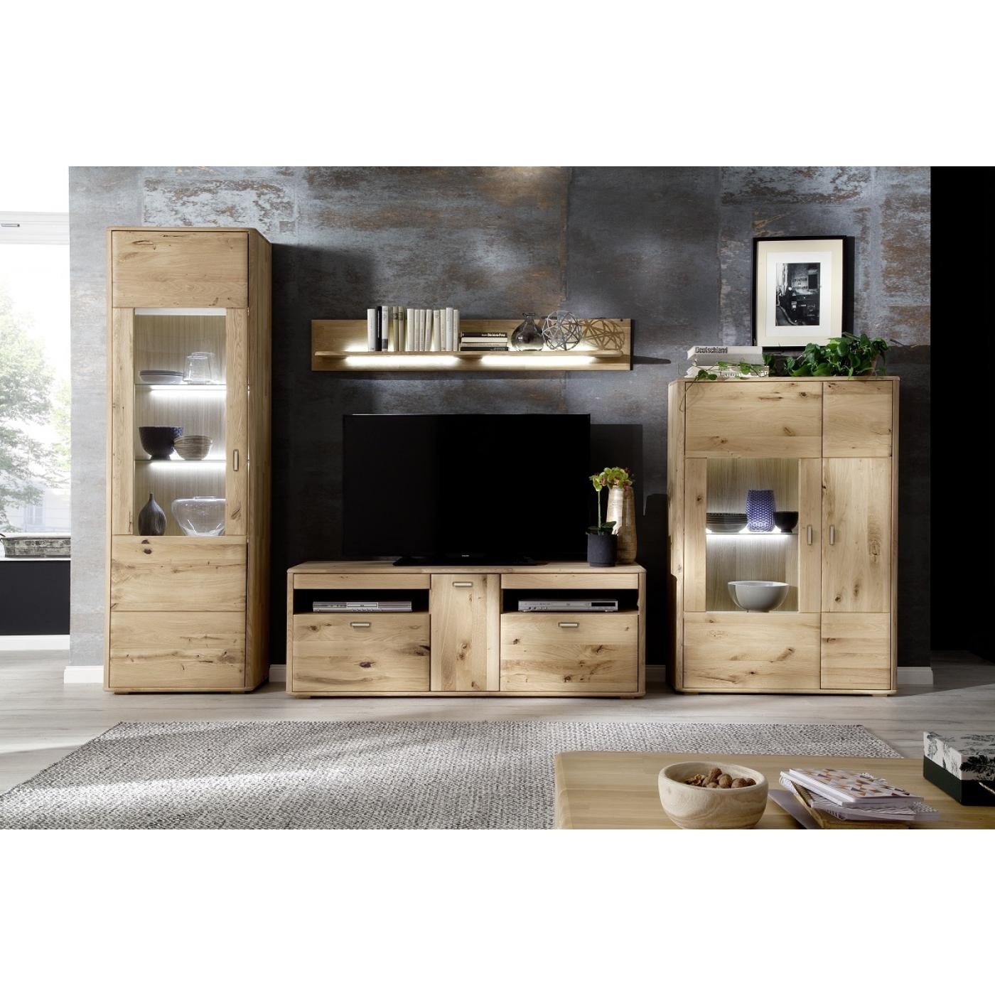 Vitrine 1 Ravello | Balkeneiche Bianco | LED Beleuchtung